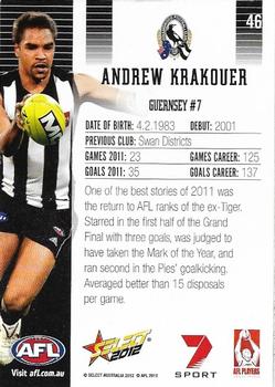 2012 Select AFL Champions #46 Andrew Krakouer Back